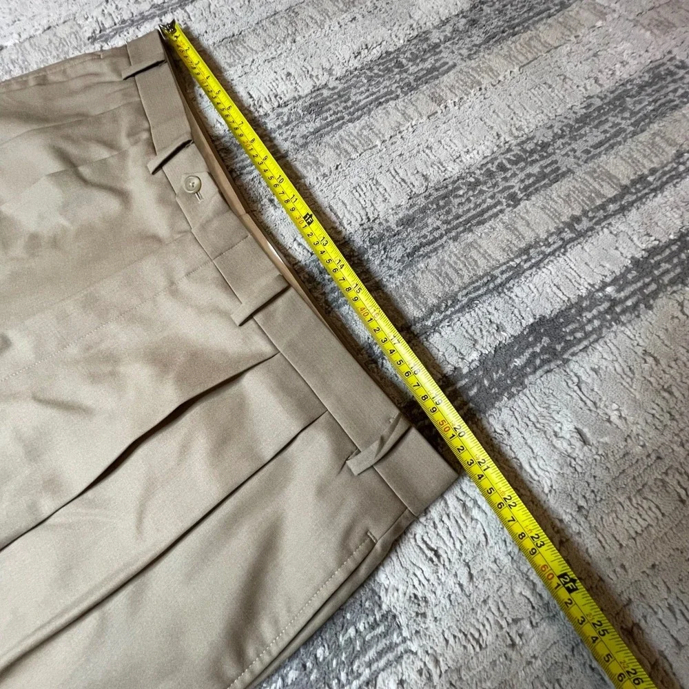 Lauren Ralph Lauren Mens 42x32 Wool Pleated Cuffed Dress Pants Tan Total Comfort